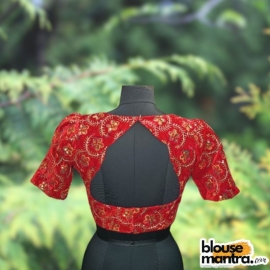 Maroon Velvet Sequence work | Front Dome Neck | Back Triangle cut with Wave Puff Sleeve