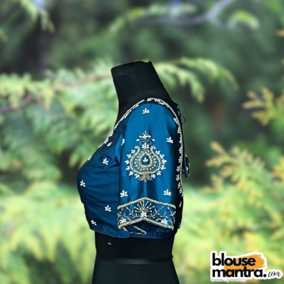 Firoza Samu | White Moti Ari embroidery Glass Sleeve