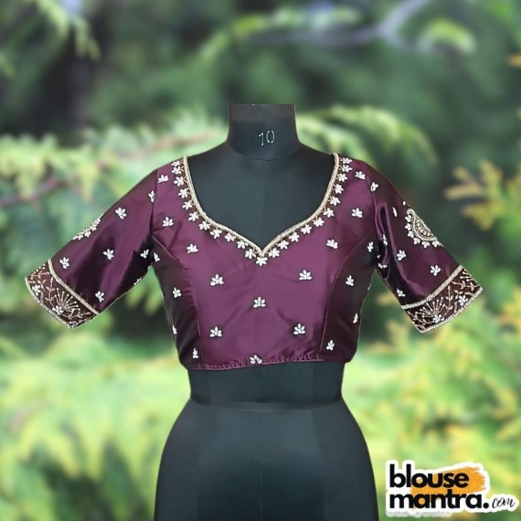 Wine Samu | White Moti Ari embroidery Glass Sleeve