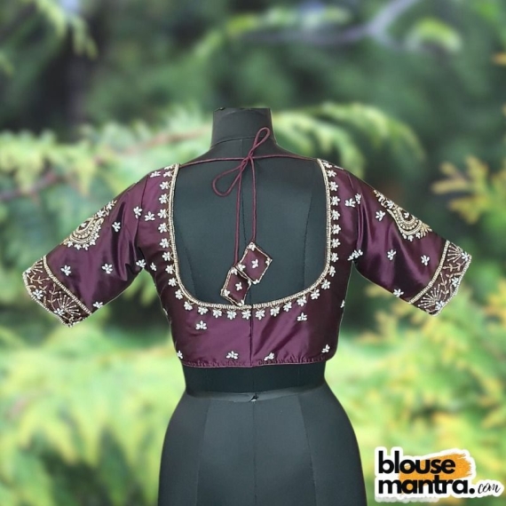 Wine Samu | White Moti Ari embroidery Glass Sleeve