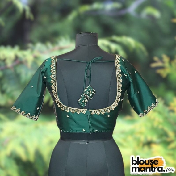Botttle Green Samu | Golden Flower Ari Embroidery Glass Sleeve