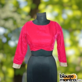 Pink Velvet | Curve Waist | Back Circle Cut | Lace On Hand Full Sleeve