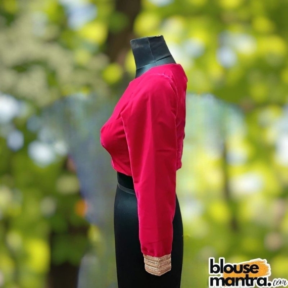 Pink Velvet | Curve Waist | Back Circle Cut | Lace On Hand Full Sleeve