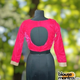 Pink Velvet | Curve Waist | Back Circle Cut | Lace On Hand Full Sleeve