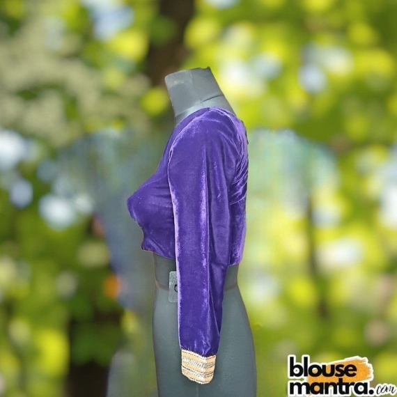 Purple Velvet | Curve Waist | Back Circle Cut | Lace On Hand Full Sleeve