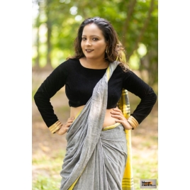 Black Velvet | Curve Waist | Back Circle Cut | Lace On Hand Full Sleeve