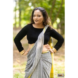 Black Velvet | Curve Waist | Back Circle Cut | Lace On Hand Full Sleeve