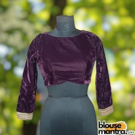 Wine Velvet | Curve Waist | Back Circle Cut | Lace On Hand Full Sleeve