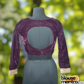 Wine Velvet | Curve Waist | Back Circle Cut | Lace On Hand Full Sleeve