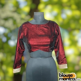 Blackish Maroon Velvet | Curve Waist | Back Circle Cut | Lace On Hand Full Sleeve