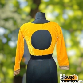 Yellow Velvet | Curve Waist | Back Circle Cut | Lace On Hand Full Sleeve