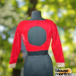 Red Velvet | Curve Waist | Back Circle Cut | Lace On Hand Full Sleeve