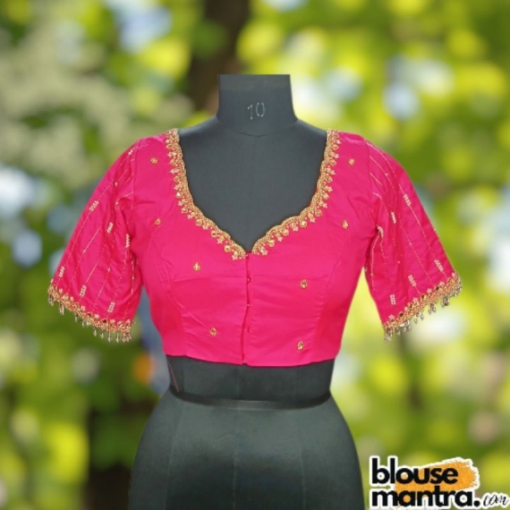 Neon Pink Prothoma Silk | Stripe Moti On Sleeve Glass Sleeve