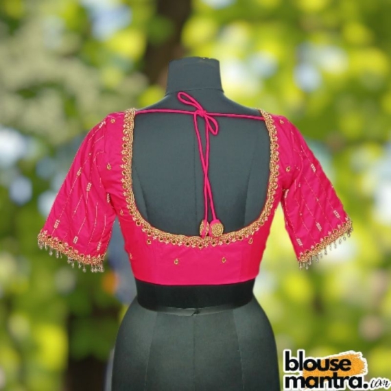 Neon Pink Prothoma Silk | Stripe Moti On Sleeve Glass Sleeve