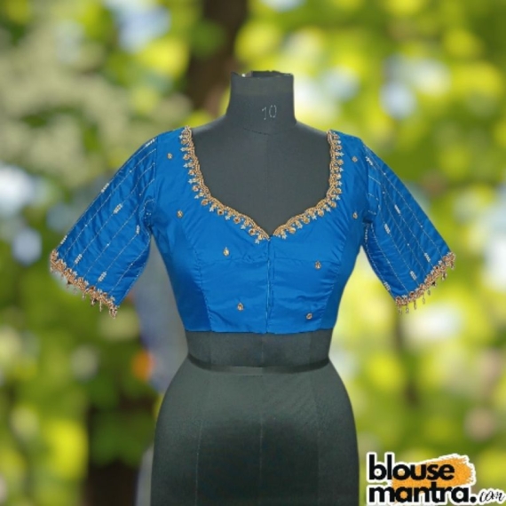  Royal Blue Prothoma Silk | Stripe Moti On Sleeve Glass Sleeve