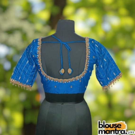  Royal Blue Prothoma Silk | Stripe Moti On Sleeve Glass Sleeve