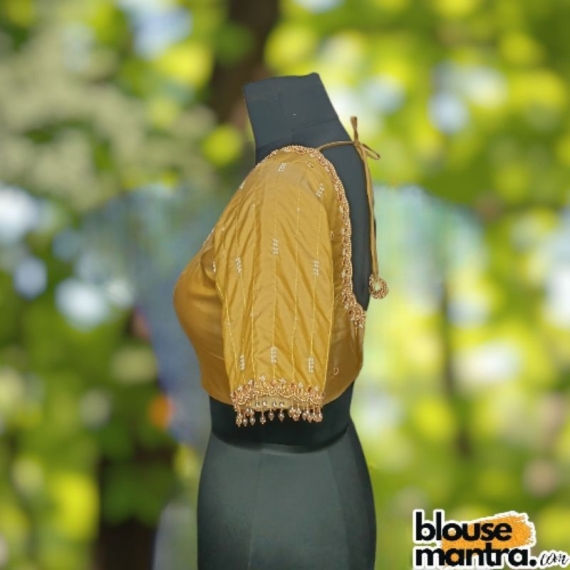  Beige Prothoma Silk | Stripe Moti On Sleeve Glass Sleeve