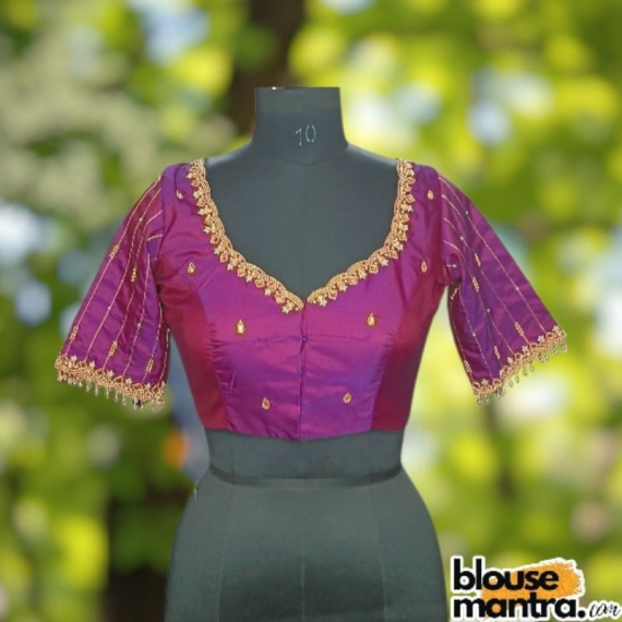 Purple Prothoma Silk | Stripe Moti On Sleeve Glass Sleeve