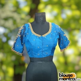 Bluish Green Prothoma Silk | Leaves On sleeves Glass Sleeve