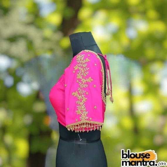 Neon Pink Prothoma Silk | Leaves On sleeves Glass Sleeve