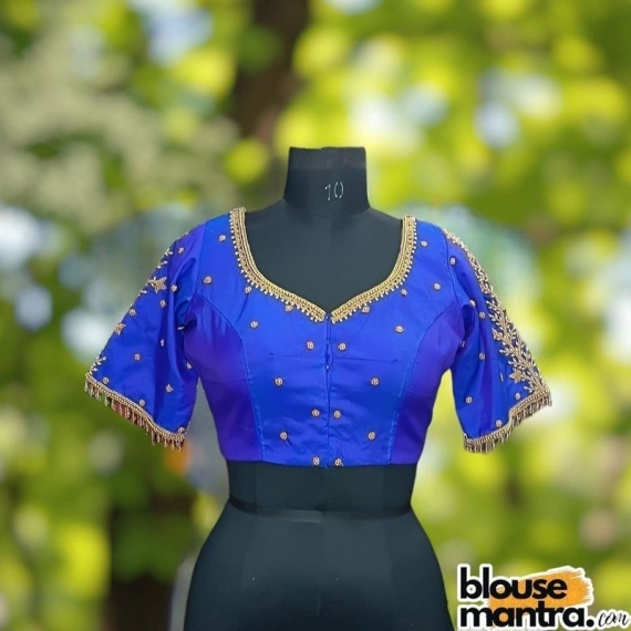 Royal Blue  Prothoma Silk | Leaves On sleeves Glass Sleeve