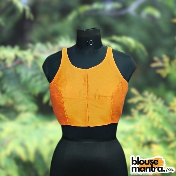 Musturd Semi Raw Silk | Razor Cut Sleeveless