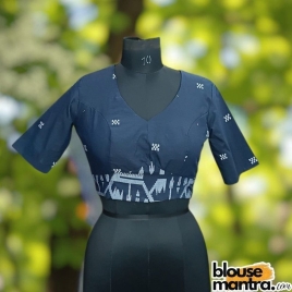  Navy Blue Jamdani |Block Weaving | Paar On Elit Glass Sleeve