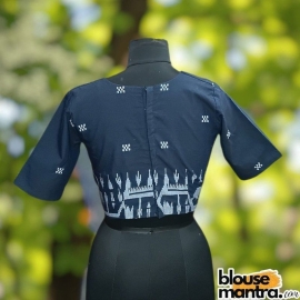  Navy Blue Jamdani |Block Weaving | Paar On Elit Glass Sleeve