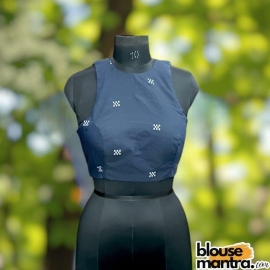 Navy Blue Jamdani | Block Weaving |Boat Neck Sleeveless