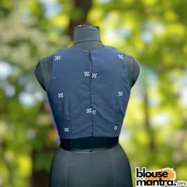 Navy Blue Jamdani | Block Weaving |Boat Neck Sleeveless