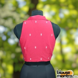 Pink Jamdani |Blazer Coller | Halterneck Sleeveless