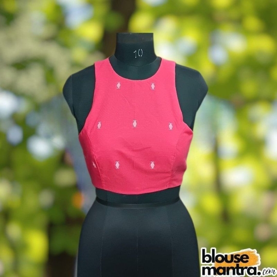 Pink Jamdani |Boat Neck Sleeveless