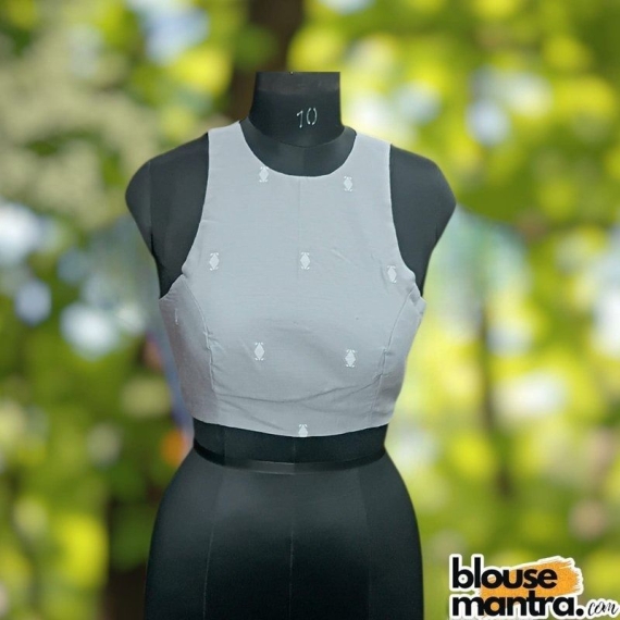 Grey Jamdani |Boat Neck Sleeveless