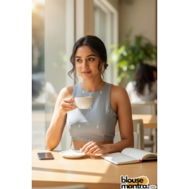 Grey Jamdani |Boat Neck Sleeveless