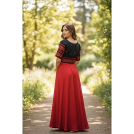 Black Jamdani | Red Weaving | Paar On Elit Glass Sleeve