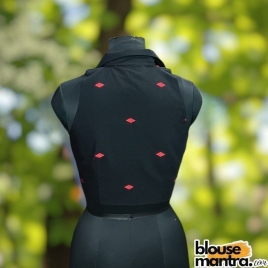 Black Jamdani | Red Weaving |Blazer Coller | Halterneck Sleeveless