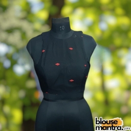 Black Jamdani | Red Weaving |Boat Neck Sleeveless