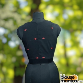 Black Jamdani | Red Weaving |Boat Neck Sleeveless