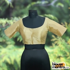 Lite gold Semi Raw Silk | Ronud Neck | Back Strap Glass Sleeve