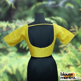 Yellow Semi Raw Silk | Ronud Neck | Back Strap Glass Sleeve