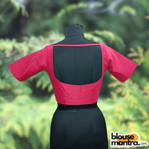 Neon Pink Semi Raw Silk | Ronud Neck | Back Strap Glass Sleeve