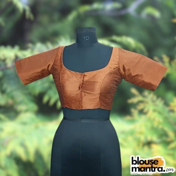 Copper Semi Raw Silk | Ronud Neck | Back Strap Glass Sleeve