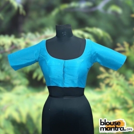 Sky Semi Raw Silk | Ronud Neck | Back Strap Glass Sleeve