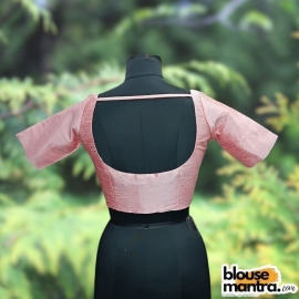 Peach Raw Silk | Ronud Neck | Back Strap Glass Sleeve