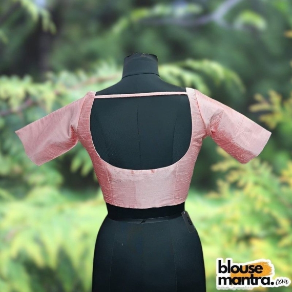 Peach Raw Silk | Ronud Neck | Back Strap Glass Sleeve