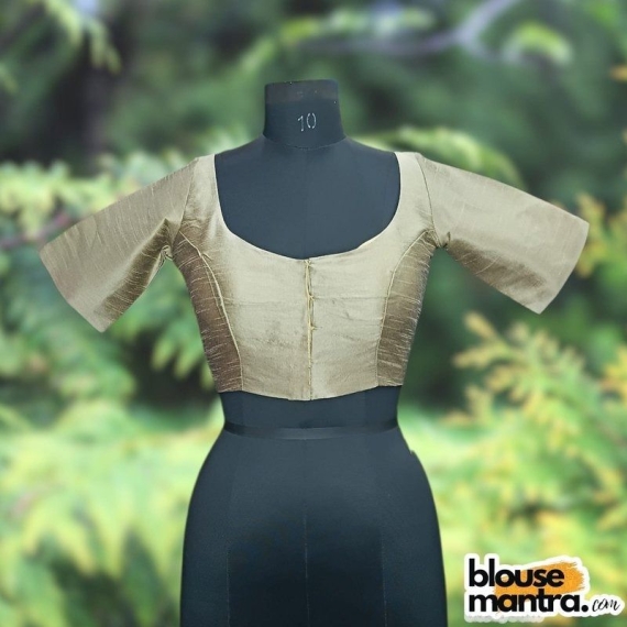 Bronze Raw Silk | Ronud Neck | Back Strap Glass Sleeve