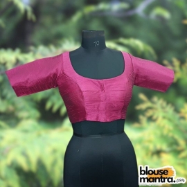 Magenta Semi Raw Silk | Ronud Neck | Back Strap Glass Sleeve