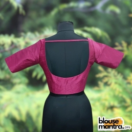 Magenta Semi Raw Silk | Ronud Neck | Back Strap Glass Sleeve