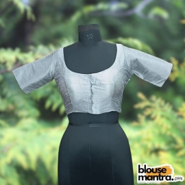 Silver Raw Silk | Ronud Neck | Back Strap Glass Sleeve