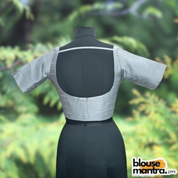 Silver Raw Silk | Ronud Neck | Back Strap Glass Sleeve